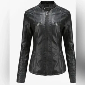 Tagoo Faux black Leather Jacket Women Motorcycle Coat For Biker size XL and NWT